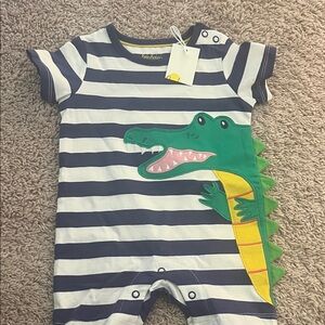 Carter's Striped Bodysuit with Green Crocodile